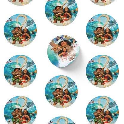 Disney Moana Round Stickers Water Bottles Stickers Label for Luggage Laptop Trendy Sticker Kids Birthday Party Supply Gift Decor