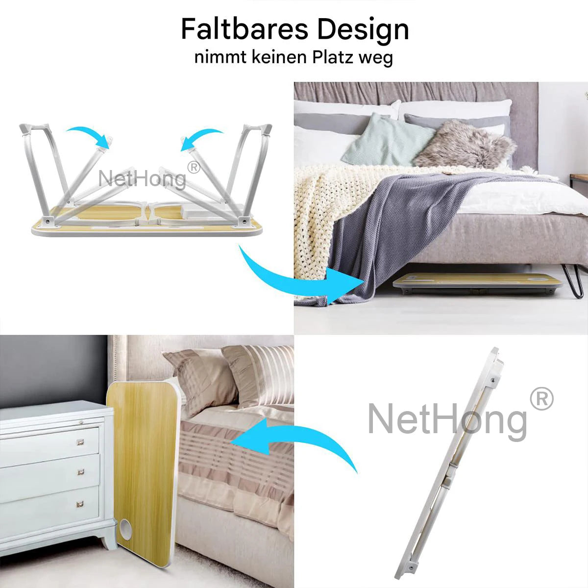 Folding Laptop Desk for Bed Tray Table Desk Bed Sofa Laptop Portable Lap Desk With tablet slot and cup holder Table support