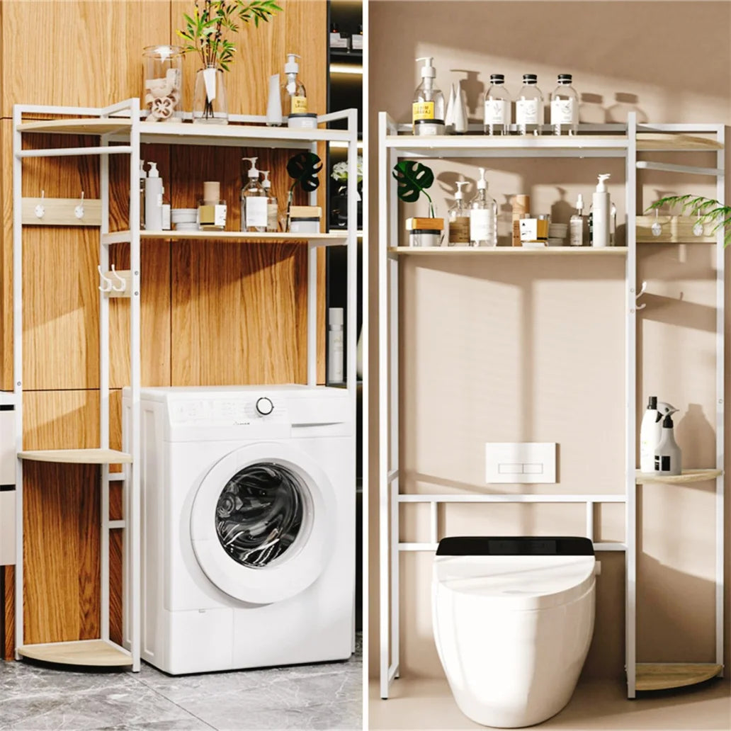 Aufbewahrungsregal mit 4 Haken, platzsparende Ablage, für Bad und Waschmaschine, über der Toilette