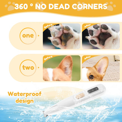 Electric Pet Paw Trimmer Rechargeable Cat Paw Clipper Low Noise Dog Paw Trimmer Kit with LED Light Waterproof Pet Grooming Tools
