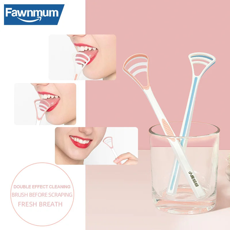 Fawnmum Silicone Tongue Scraper 1Pcs Macaron Color Tonger Brush Cleaning Tools Toothbrush Oral Care Fresh Breath Safe Clean