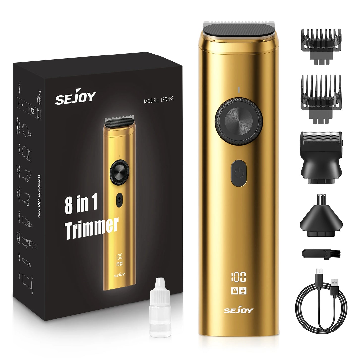 SEJOY Hair Clipper Kit Professional Hair Nose Trimmer for Men Reachageable Waterproof Haircutting Machine,Gold