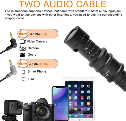 Camera Microphone,COMICA CVM-VM10II Professional Shotgun Microphone with Shock Mount For iPhone,DSLR Camera,Android Smartphones