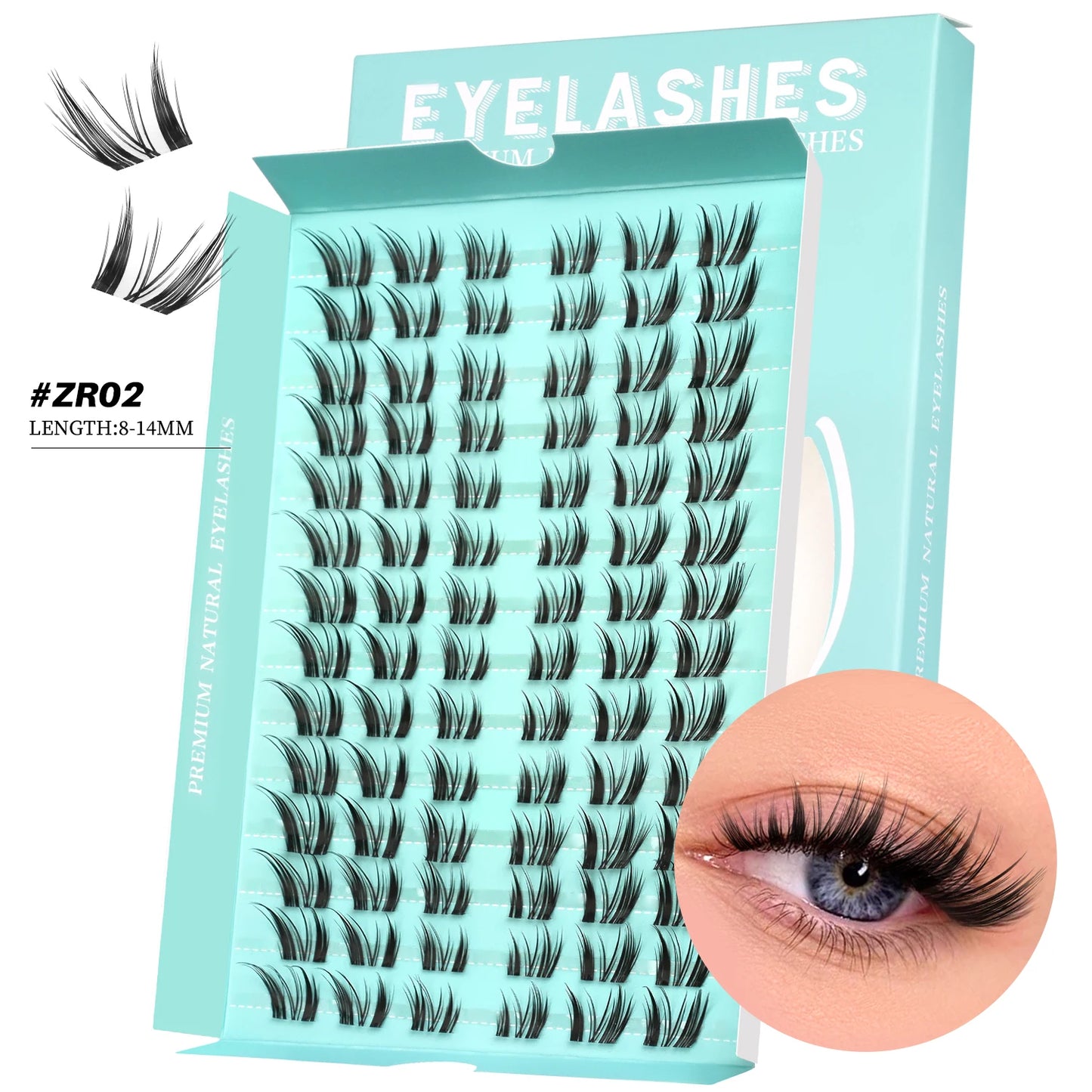 GROINNEYA Cluster Eyelashes Cat Eye Lashes Natural long Lashes Individual Lashes Mixed Tray Eyelash Extension Diy Lashes