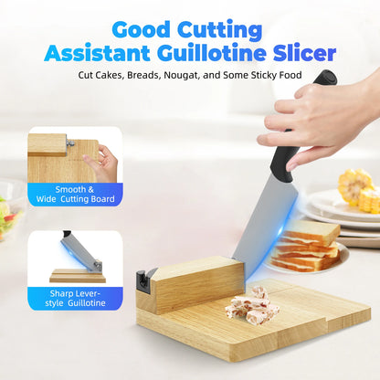 Manual Biltong Cutter & Beef Jerky Slicer Home Cutting Knife w/Oak Cutting Board Seat Guillotine