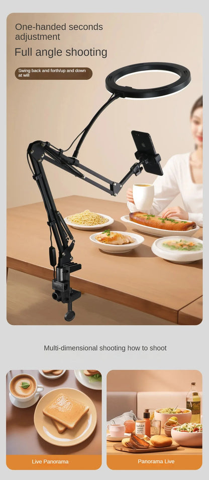 Live Stand Mobile Phone Professional Overhead Lighting Fixed Shooting Camera With Instructi Recording Video Selfie Stick