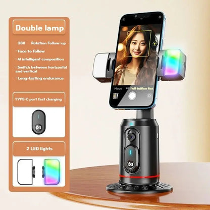 FANGTUOSI 360 Rotation Follow-up Gimbal Stabilizer Monopod Desktop Tracking Gimbal with Remote for Phone Tiktok Live Photography