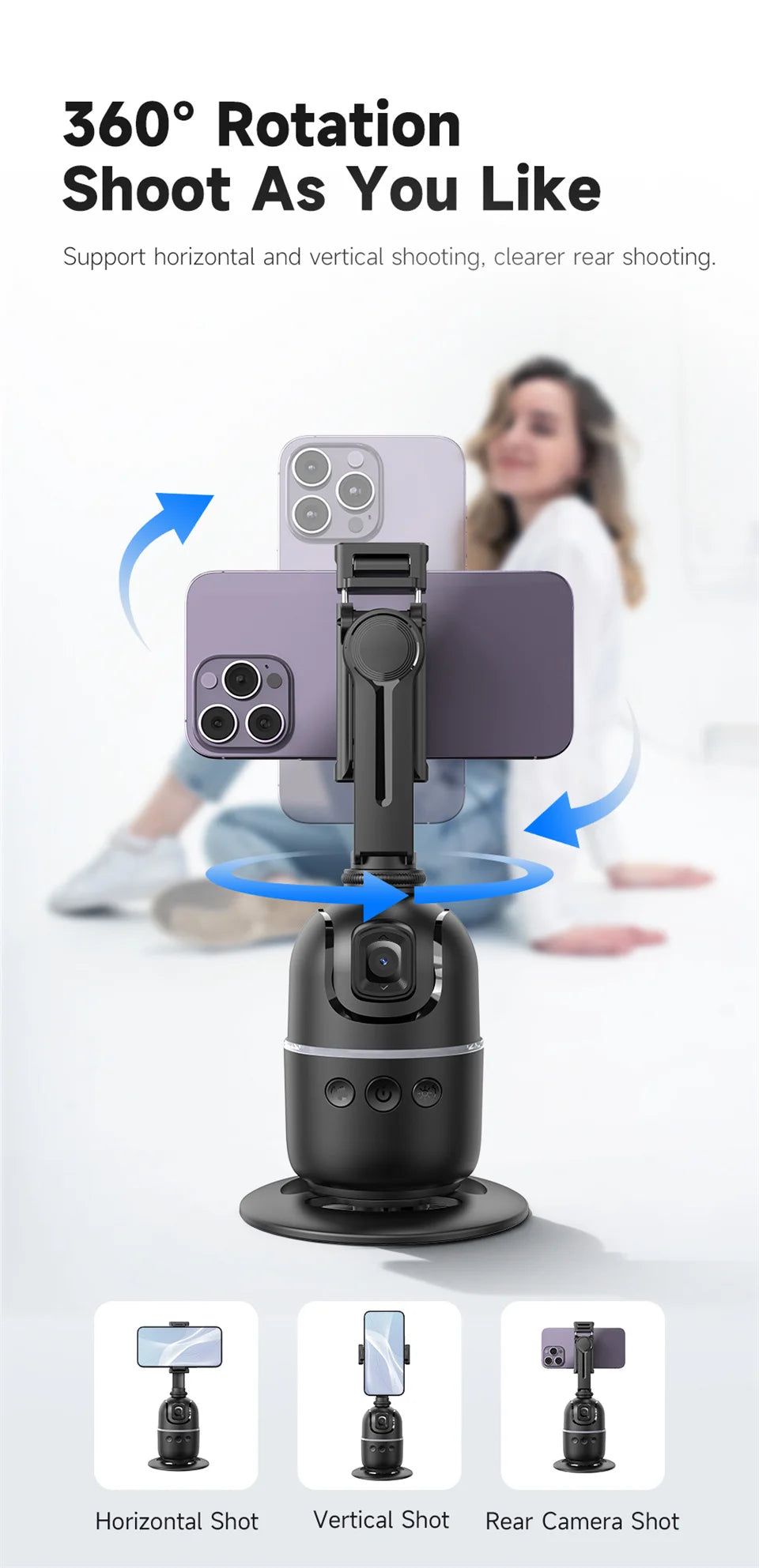 Roreta Multifunctional selfie stick with light anti shake shooting image stable for iPhone smartphone handheld gimbal stabilizer