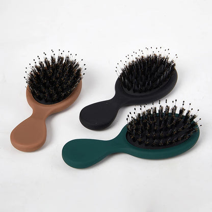 1Pcs Portable Mini Natural Boar Bristle Oval Hair Brush Comb Head Scalp Massage Comb Salon Hair Care Brush Styling Tool