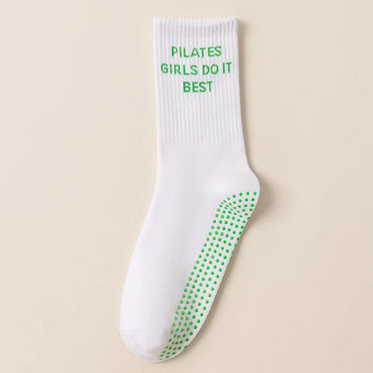 Yoga Socks Women Cotton Stripe Pile Silicone Non-slip Grip Pilates Crew Socks