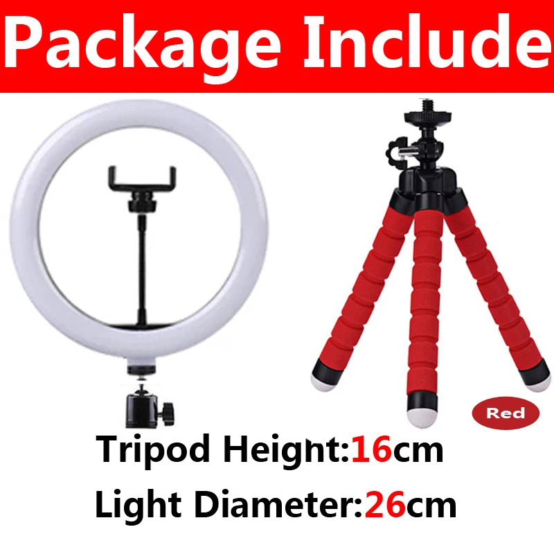 12 inch LED Ring light Photography Lighting Phone Ringlight With Tripod Stand USB Round Fill Lamp for Youtube TikTok Video Live
