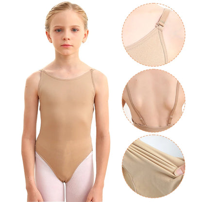Children Ballet  M-2XL Costume Jumpsuits Seamless Camisole Skin Color Gymnastics Leotard Girls Kids Dance Ballet Underwear