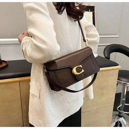 New Women's High-End Pure Color Simple Square Bag Multi-Layer Commuting Single Shoulder Bag Neutral Minimalist Style