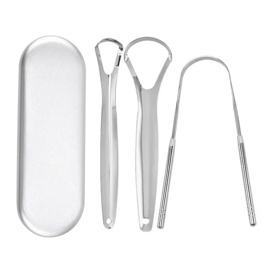 Premium 1pcs/3pcs Metal Tongue Scraper Cleaner for Adults & Kids Portable Stainless Steel Tongue Scrapers Brushes for Removing
