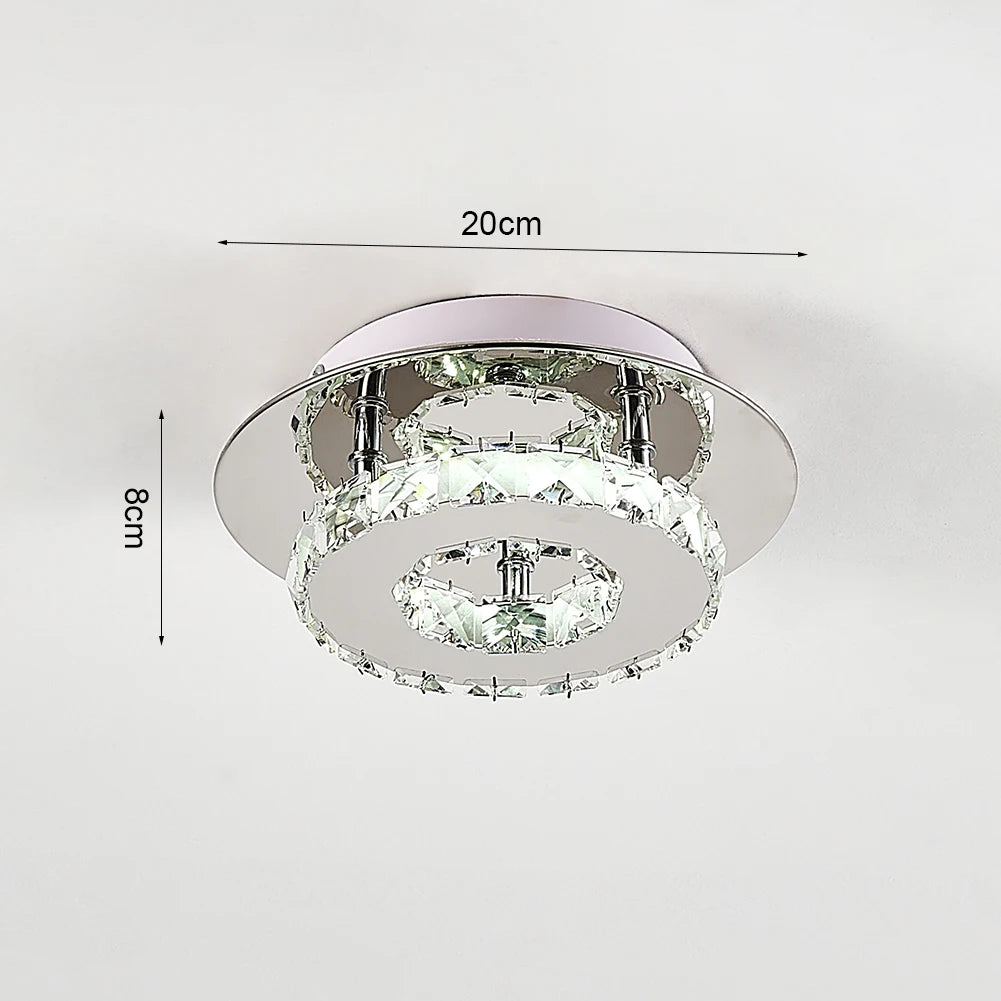 KOMORE Modern Small Crystal LED Ceiling Light, Square / Round for Office, Living Room, Bedroom, Kitchen, Hallway
