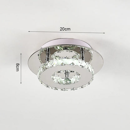 KOMORE Modern Small Crystal LED Ceiling Light, Square / Round for Office, Living Room, Bedroom, Kitchen, Hallway