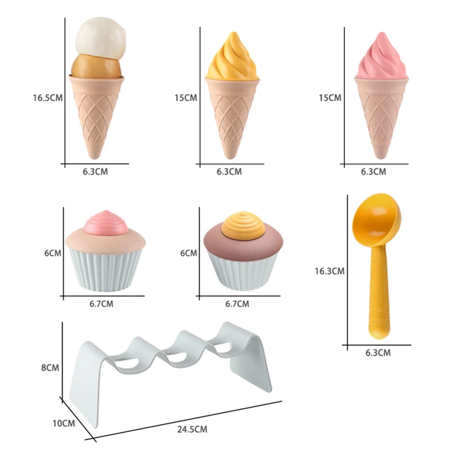 Children Beach toys play sand wheat straw material ice cream toys digging sand tools environmental Nordic wind outdoor