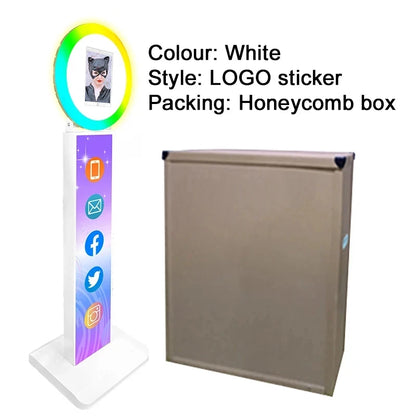 iPad Photo Booth Selfie-Maschine Shell Verstellbarer Ständer Photobooth mit LED-Ringlicht Individuelles LOGO für Hochzeitspartys und Events