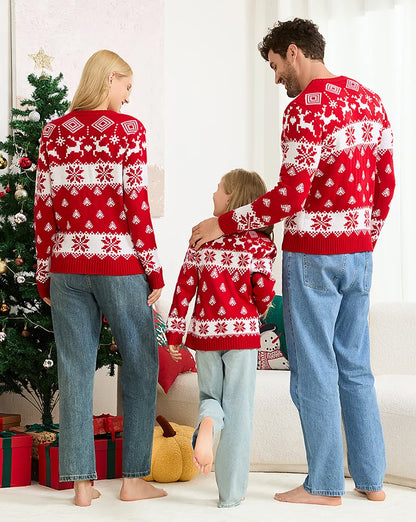 Christmas Family Matching Sweaters Full Sleeve Allover Print Knitwear Casual Soft Knitted Jumpers Adults Kids Pullover Xmas Look