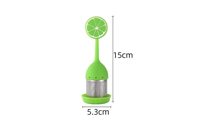Silicone Handle Tea Infuser Stainless Steel Tea Ball Filter Teapot Cha Coffee Strainer Creative Lemon Orange Shape Spice Sieve