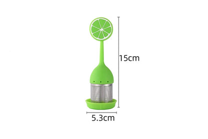 Silicone Handle Tea Infuser Stainless Steel Tea Ball Filter Teapot Cha Coffee Strainer Creative Lemon Orange Shape Spice Sieve