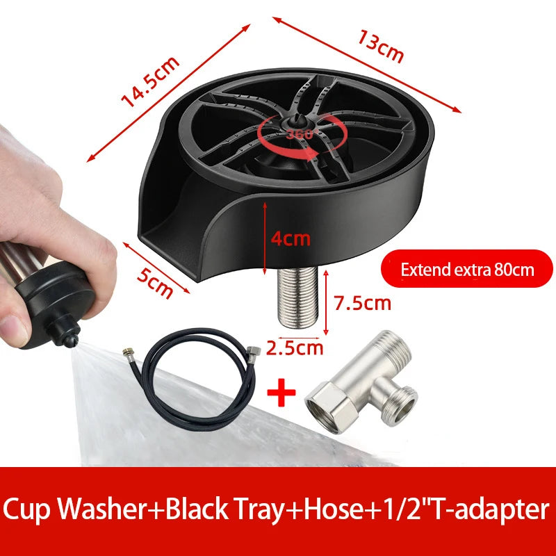 Faucet Glass Rinser High Pressure Automatic Rotating Spout Pull Out Spray Head Bottle Washer Glass Cup Cleaner Sink Attachment
