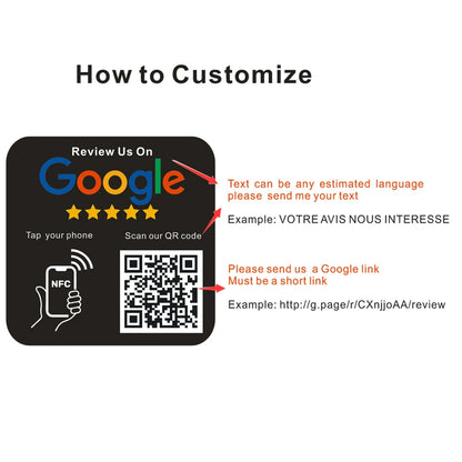 Customized Printing Google Review Sign NFC Scan code Acrylic Social Media Signs Google Review Plates with Stand