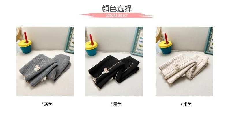 Girls with fleece leggings small children fall and winter thickened one body fleece outside wearing pants baby warm pantyhose