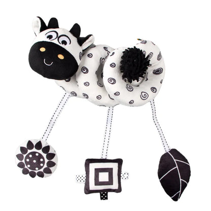 Newborns Spiral Hanging Activity Stroller Toy Baby Carseat Toy Black & White Lion Koala Rattle  for Crib Mobile Sensory Toy Gift