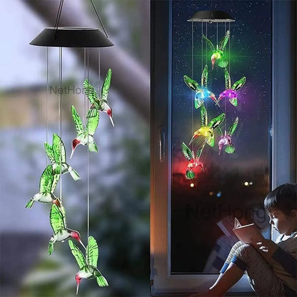 Outdoor Wind Chime Solar Power LED Decorative Light Hanging Colour Changing Lamp