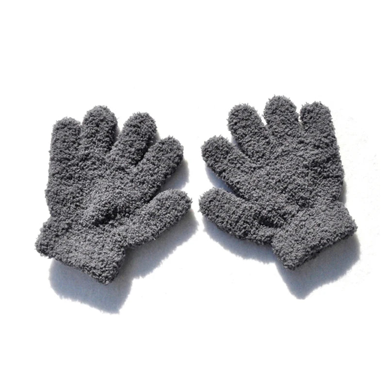 New 1-4Y Kids Gloves Winter Baby Plush Coral Gloves Toddler Full Fingers Cute Mittens Warm Windproof Glove For Boys Girls