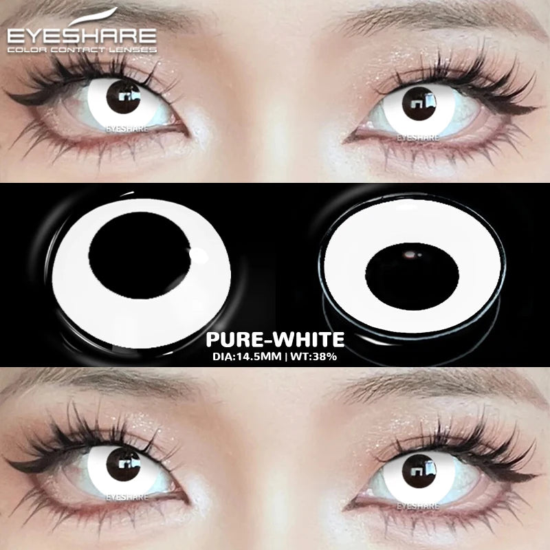 EYESHARE Cosplay White Colored Contact Lenses 2pcs Crazy Red Contact Lenses Anime Black Eye Lenses Halloween Beauty Makeup Lens