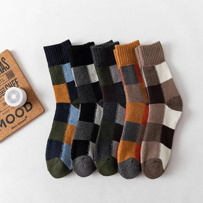 5 Pairs Winter Men's Thicken Sheep's Wool Socks - Warm & Retro | Colorful Fashio