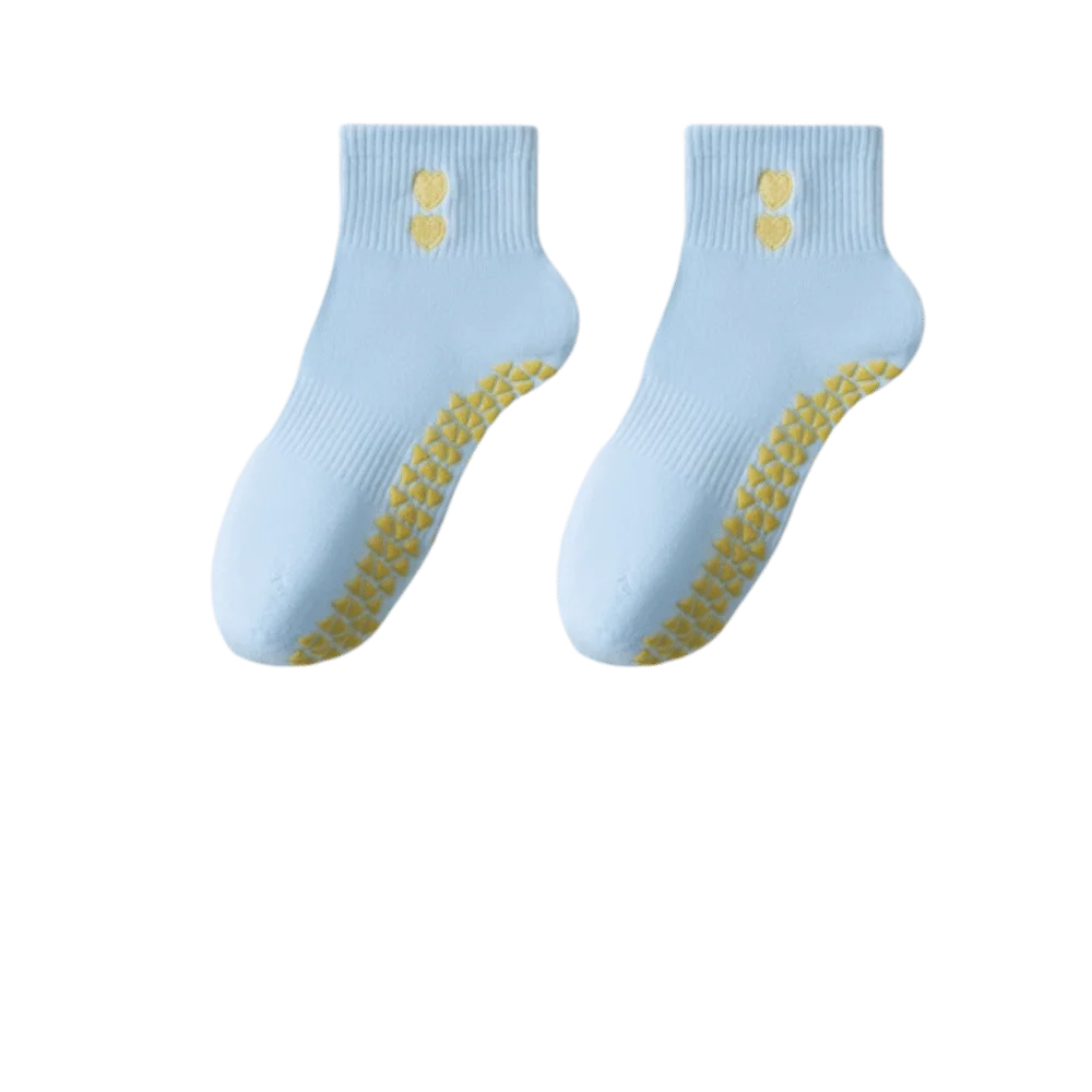 Pilates Socks with Grips for Women Cute Yoga Grip Socks Non Slip Cotton Ankle Sock for Yoga Barre Ballet