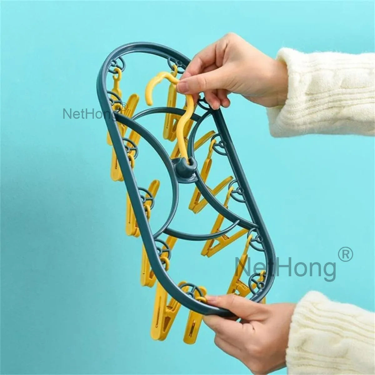 12 PEG Clothes Airer Pegs Laundry Hanger Plastic Washing Line Dryer Round UK