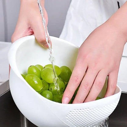 1pc - Plastic Drain Basket Filter, Rice Bowl, Drain Basket, Fruit Bowl, Laundry Basket, Handle, Home Kitchen Organizer