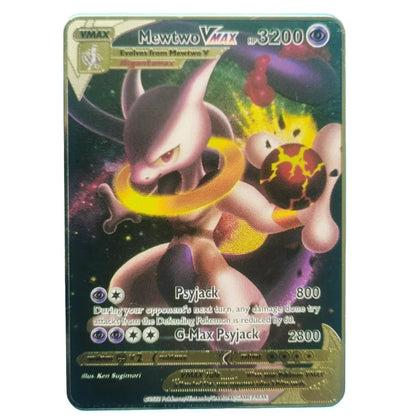 Pokémon 32er-Karten Goldmetall-Pokémon-Karten Englisch Harte Eisenkarten Mewtu Pikachu Gx Glurak Vmax Paket Spielkollektion