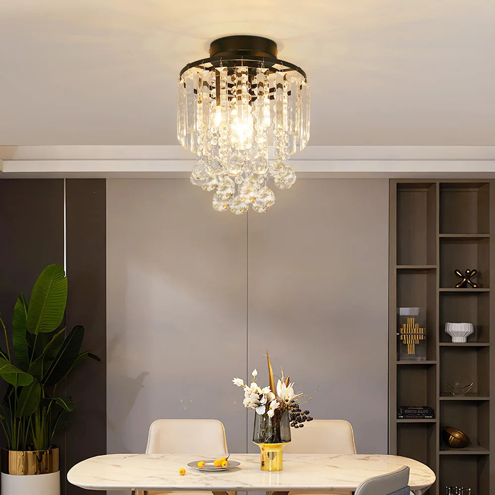 KOMORE Crystal Mount Ceiling Light 23cm /25cm / 30cm Dia for Living Room, Bedroom, Kitchen