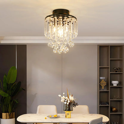 KOMORE Crystal Mount Ceiling Light 23cm /25cm / 30cm Dia for Living Room, Bedroom, Kitchen