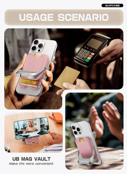 SUPCASE Magnetic Wallet Phone Stand Card Holder for iPhone 16/15/14/13 Series Strong Magnetic Lock Wallet with Stand