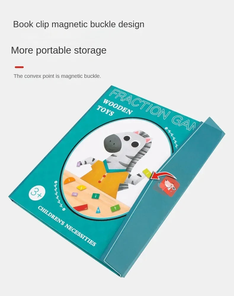 Montessori Magnetic Fraction Learning Math Toy Montessori Arithmetic Teaching Aids Wooden Book Educational Toys For Children