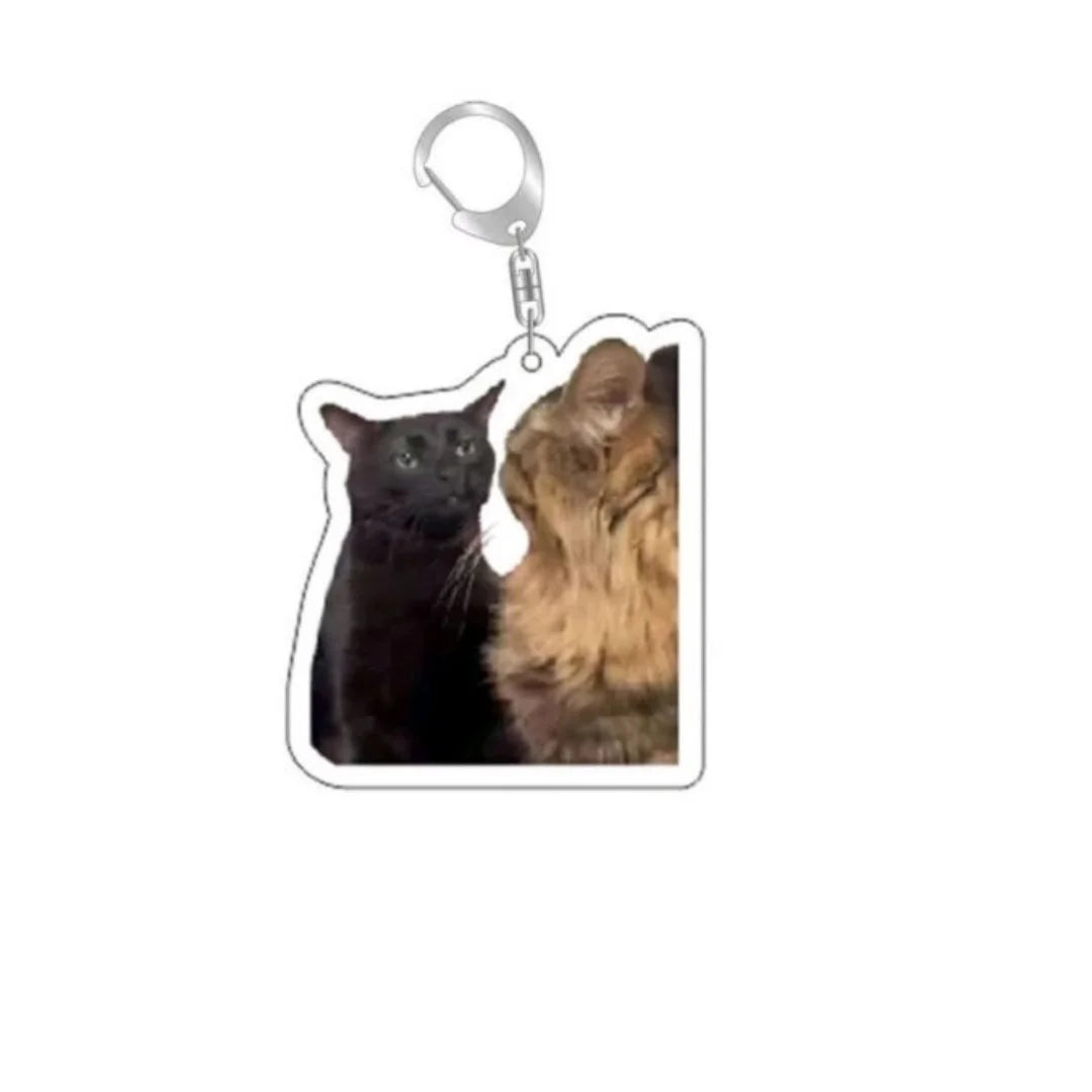 Huh Cat Keychain Meme Keychain  Fanny Cat Keyring Talking Cats Confused Cat Pandant Cute Gift