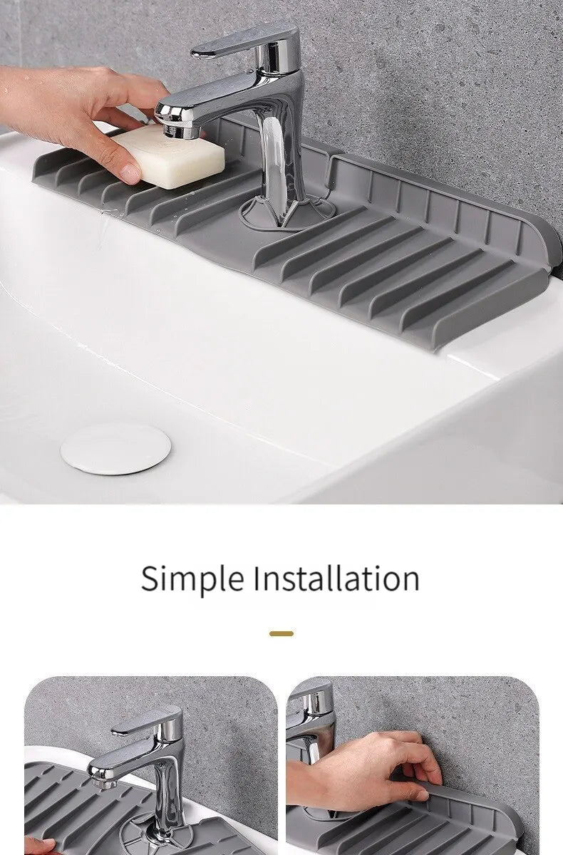 Silicone Faucet Mat Dish Soap Sponge Holder Sink Kitchen Countertop Drying Mat Bathroom Kitchen Sink Splash Guard Drain Pad