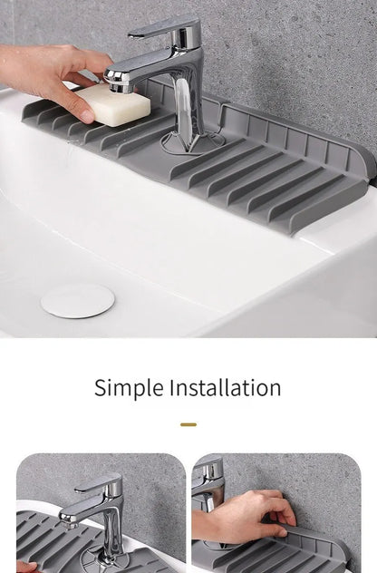 Silicone Faucet Mat Dish Soap Sponge Holder Sink Kitchen Countertop Drying Mat Bathroom Kitchen Sink Splash Guard Drain Pad
