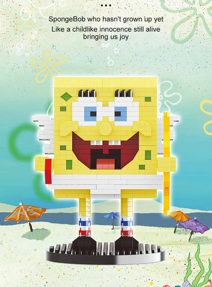 Spongebob Cartoon Krusty Krab Restaurant Building Blocks Creative Canteen Scenes Model Bricks Desktop Ornaments Toy For Kid Gift