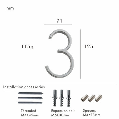 Nurlin 5 inchs 125mm Luxury Address Big House Numbers Modern Gold Black Silver Floating Signage Outdoor Digits Mailbox Sign