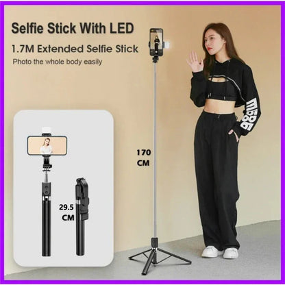 Ultra Long 1700mm Selfie Stick with Bluetooth Remote Portable Phone Holder And Fill Light Tripod Stand for Live Broadcasts