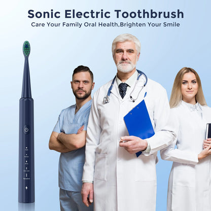 Sejoy DY-156 Electric Sonic Toothbrush with 8 Replacement Heads Brushes 5 Modes IPX7 Waterproof Electric Tooth Brushes