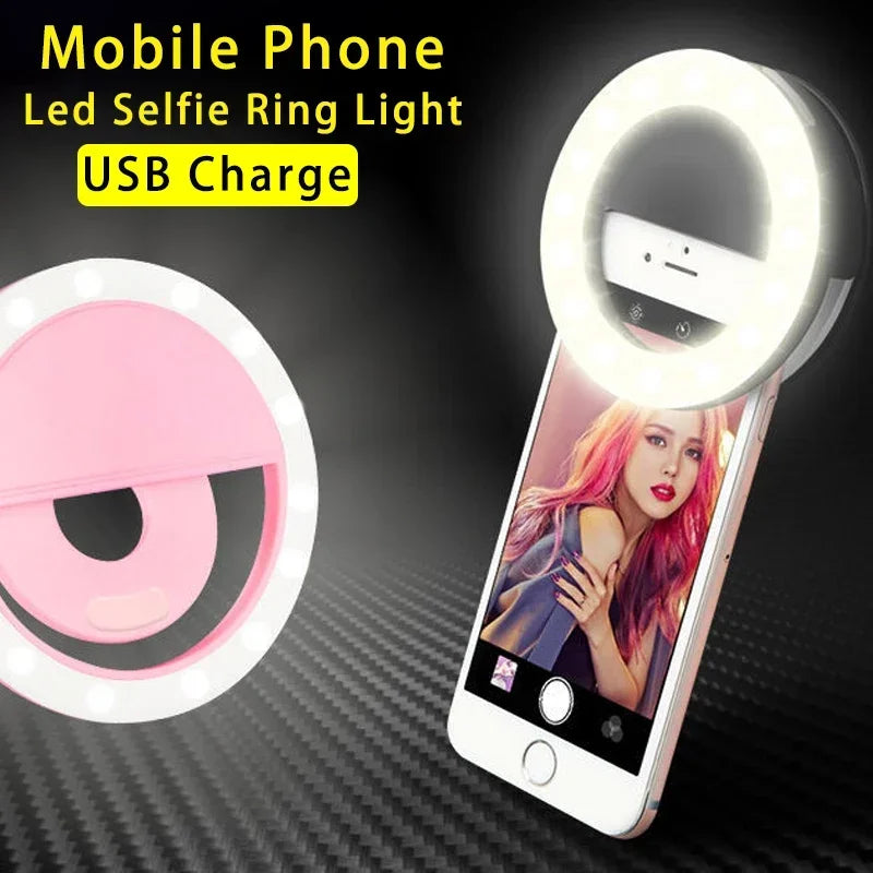 Ringlight Selfie Light Clip On Light For iPhone Samsung POCO Phone Light Ring Video Photo Lamp Flashlight Back Light USB Charge