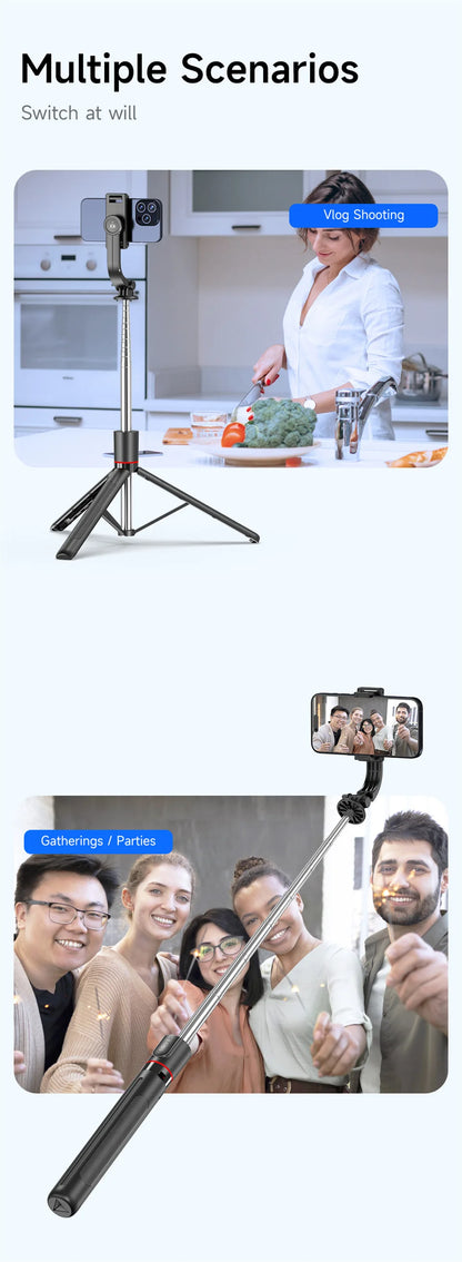 Roreta 1.7M Selfie Stick Wireless Tripod Stand with Bluetooth Remote Extendable Tripod for Mobile Phone Tlktok Live Streaming
